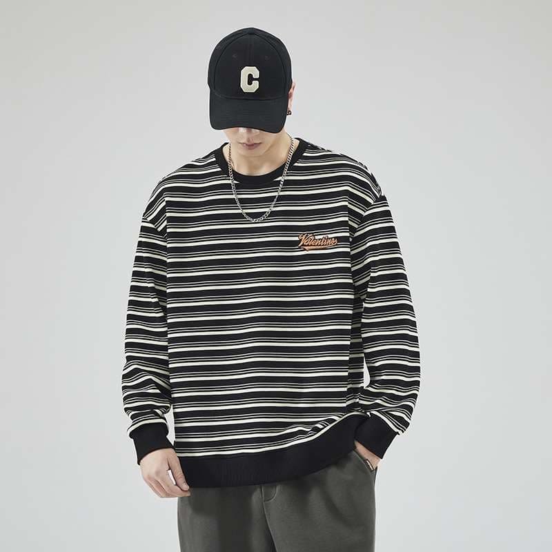 レトロボーダー オーバーサイズスウェット ボーダー服