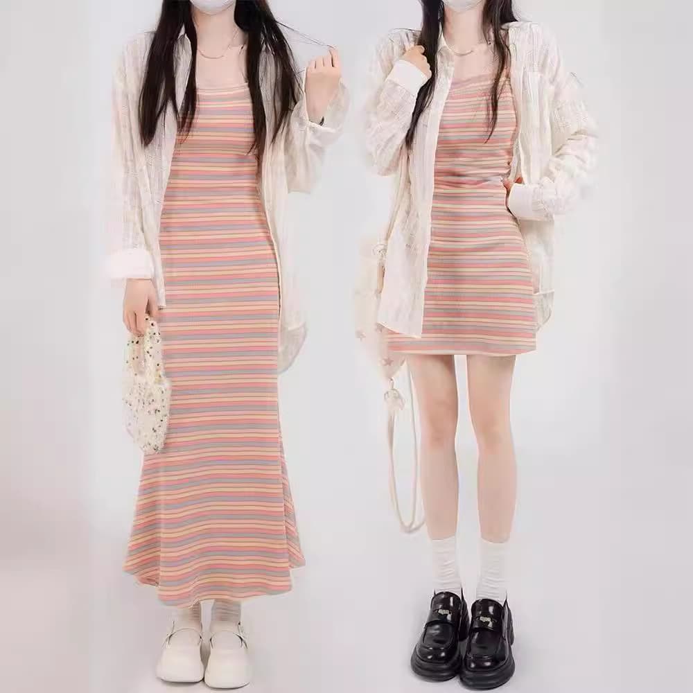 ボーダー服 優しい印象のボーダーワンピース