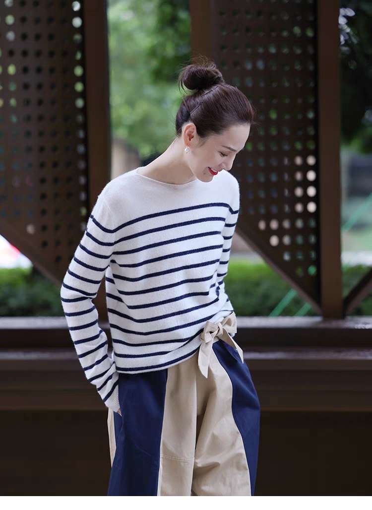 シックな海辺風ボーダーニット ボーダー服