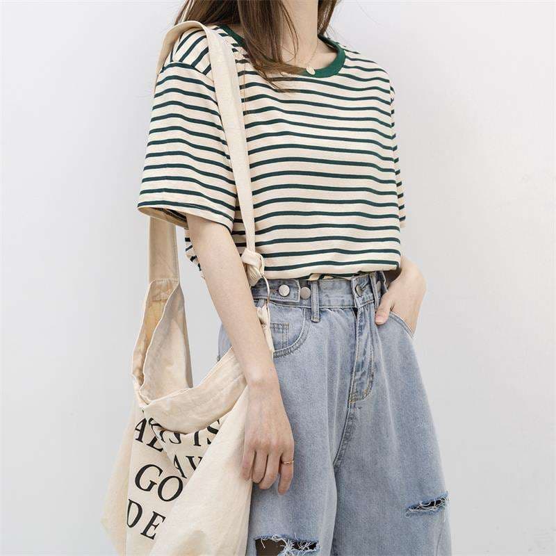 シンプルボーダー半袖Tシャツ ボーダー服