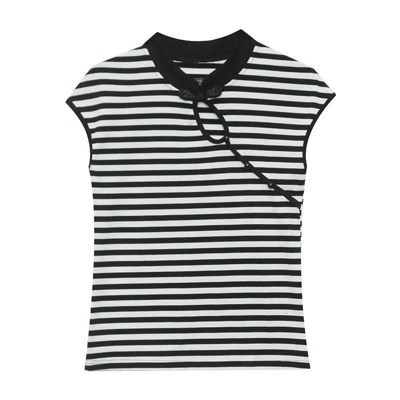 チャイナカラーボーダートップス ボーダー服