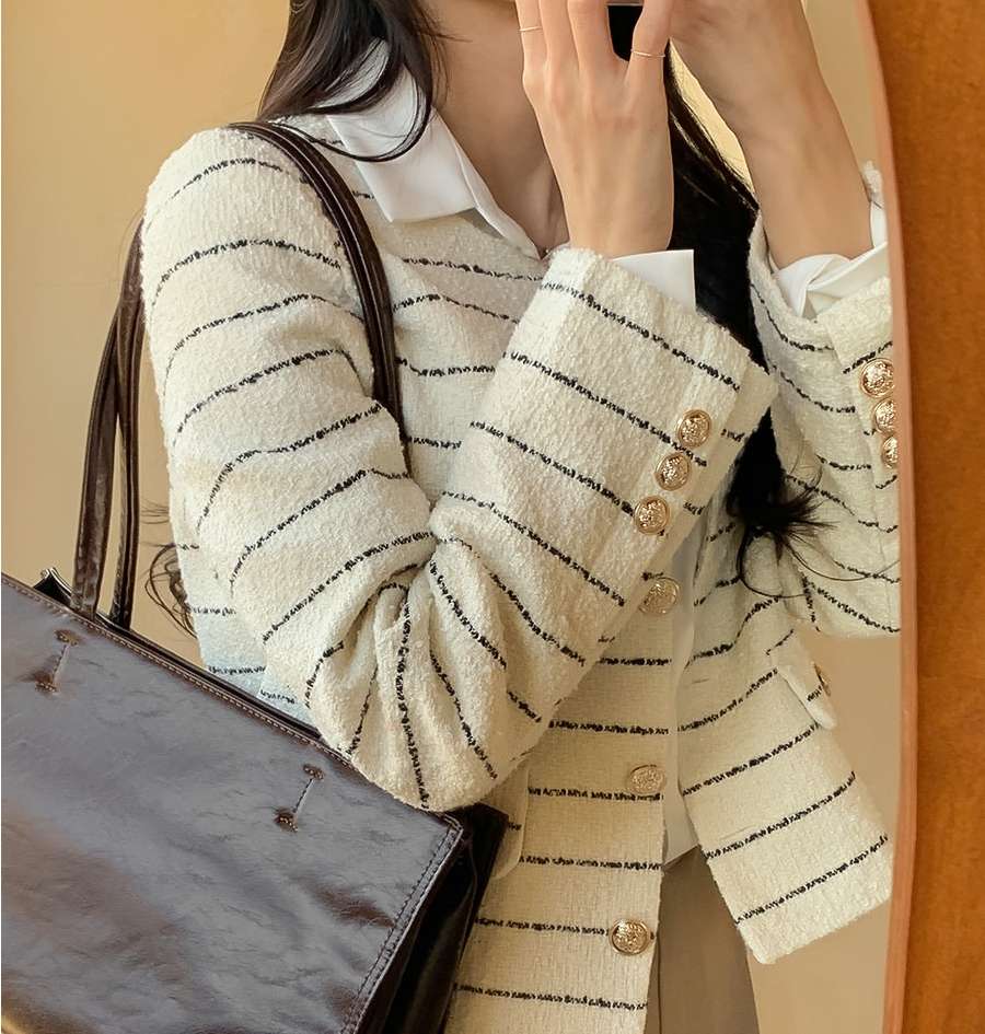 上品ボーダーカーディガン ボーダー服