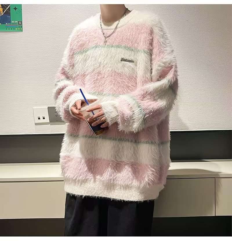 ふわふわボーダーオーバーサイズニット ボーダー服