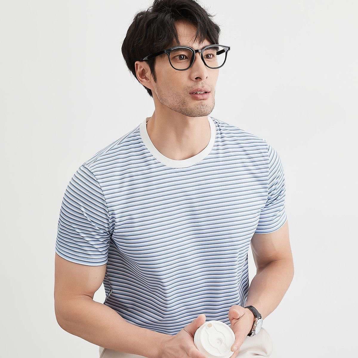 さわやか爽快 細ボーダーTシャツ ボーダー服