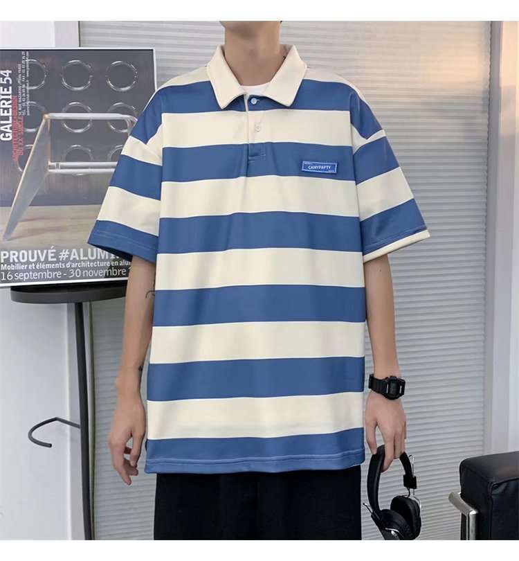 オーバーサイズ ボーダー ポロシャツ ボーダー服
