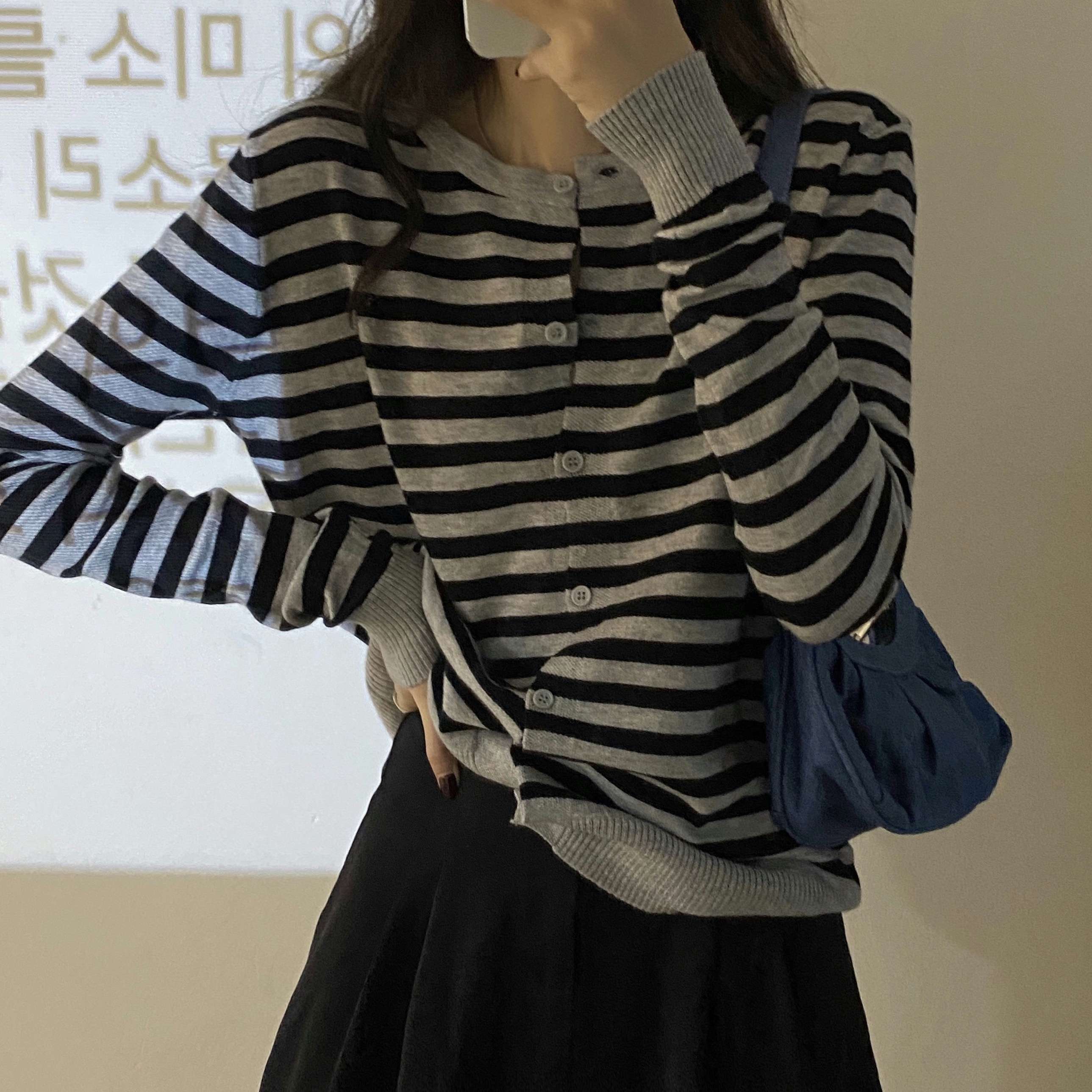 やわらか素材ボーダーカーディガン ボーダー服