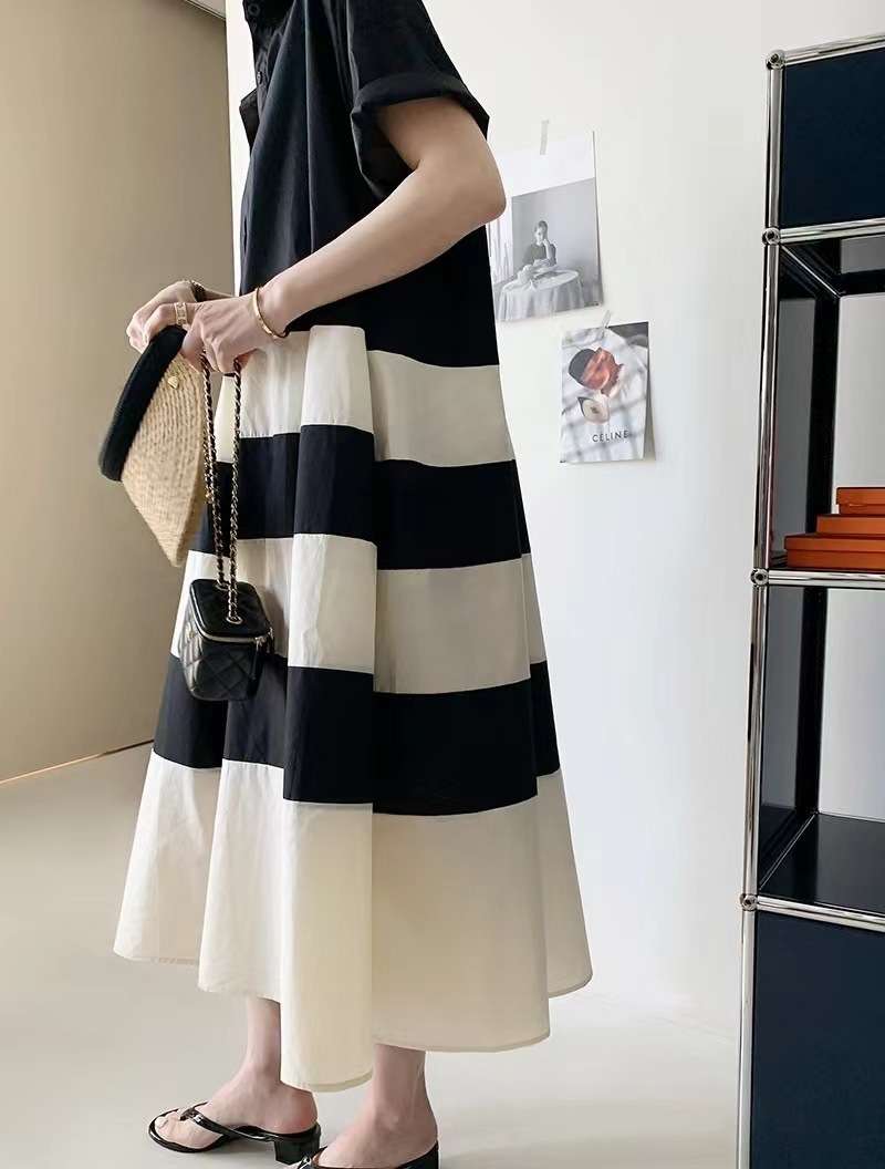 切り替えボーダーシャツワンピース ボーダー服