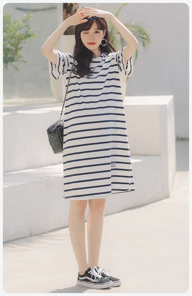 ゆったりシルエットボーダーワンピース ボーダー服