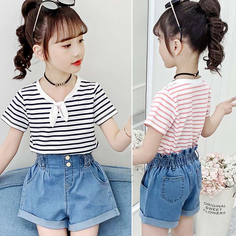 夏のさわやかセーラー風ボーダーTシャツ ボーダー服