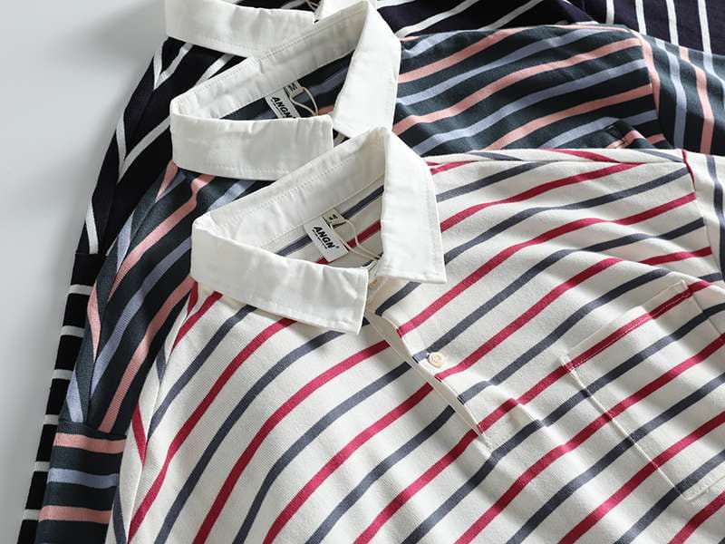 マルチボーダー柄コットンポロシャツ ボーダー服