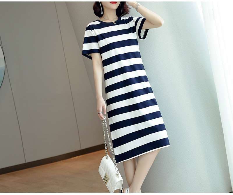シンプルボーダーTシャツワンピース ボーダー服