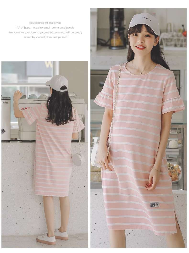 ゆったりシルエットボーダーワンピース ボーダー服