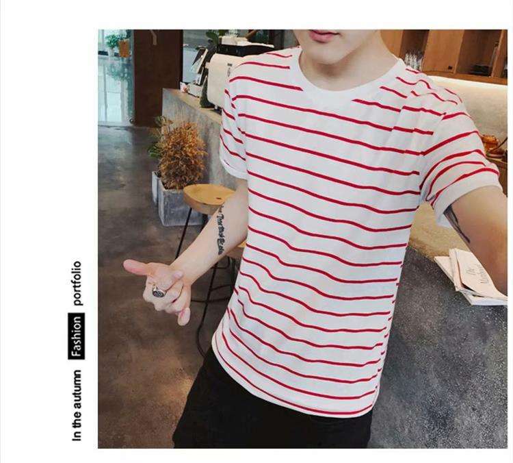 シンプル爽やか半袖ボーダーTシャツ ボーダー服