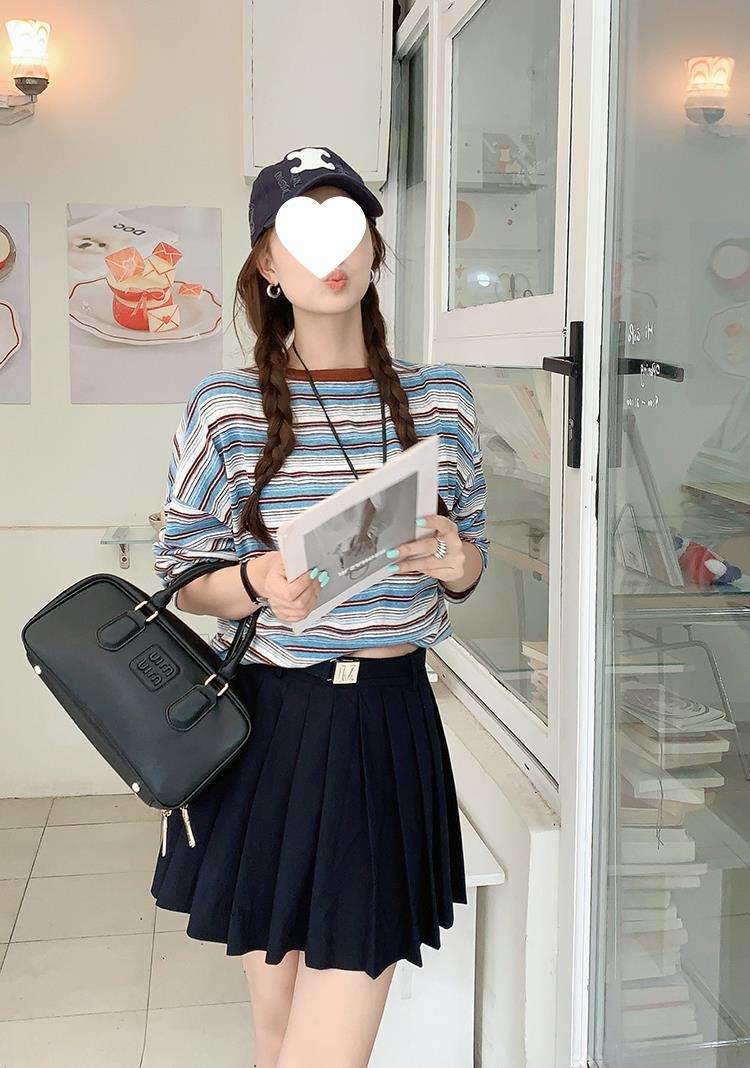 ゆったりシルエット ボーダーロンT ボーダー服