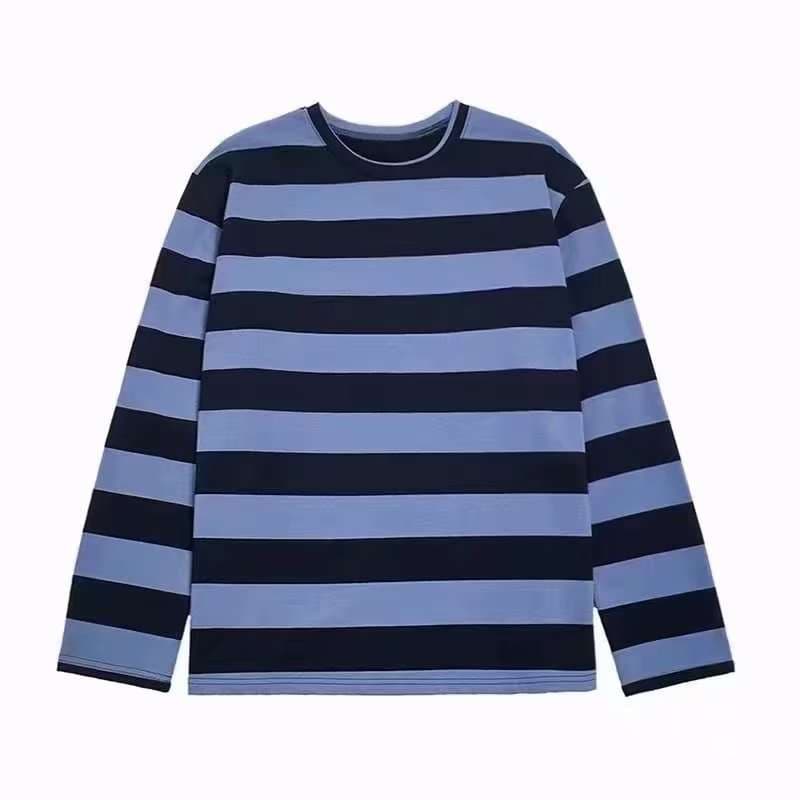 ゆったりボーダー柄長袖Tシャツ ボーダー服
