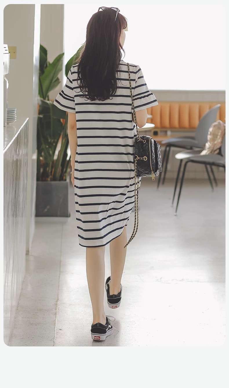 ゆったりシルエットボーダーワンピース ボーダー服