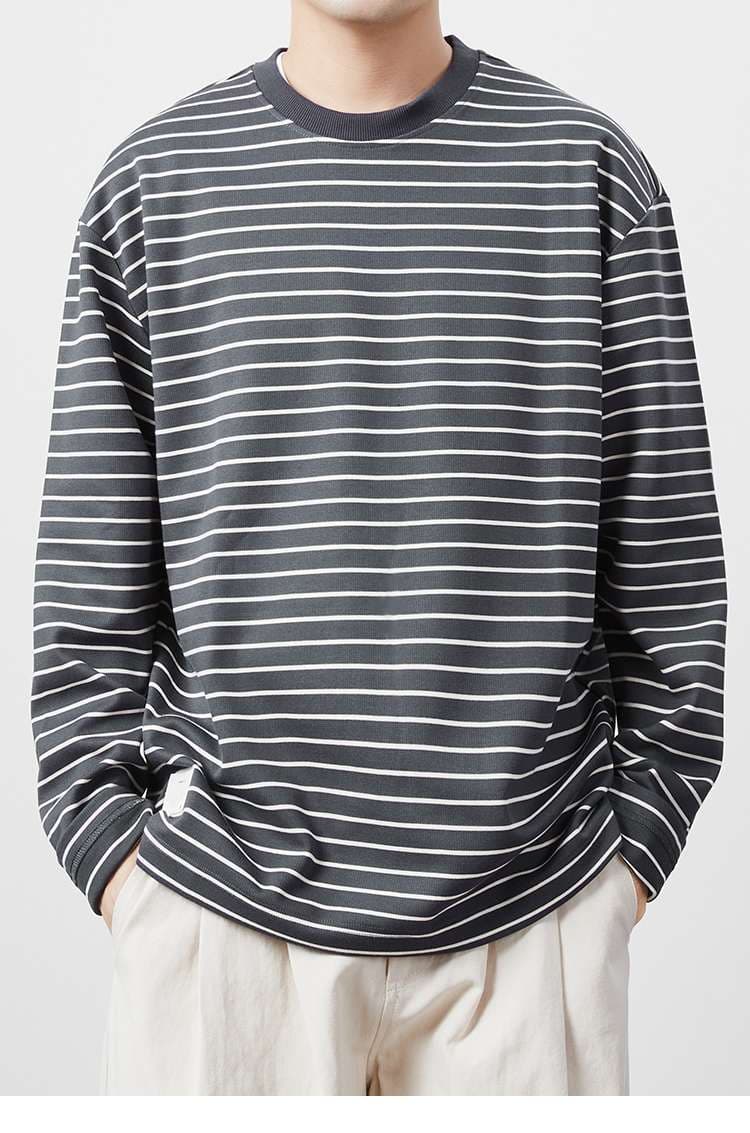 オーバーサイズボーダーロングTシャツ ボーダー服
