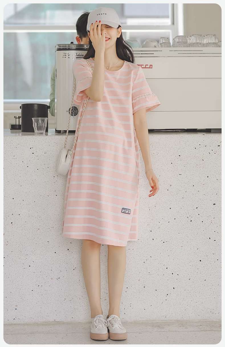 ゆったりシルエットボーダーワンピース ボーダー服