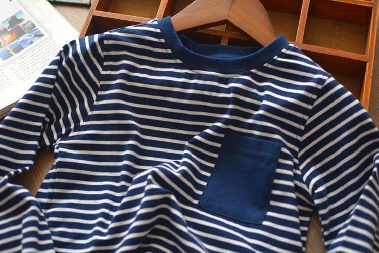 爽やかマリンスタイル ポケット付きボーダーカットソー ボーダー服