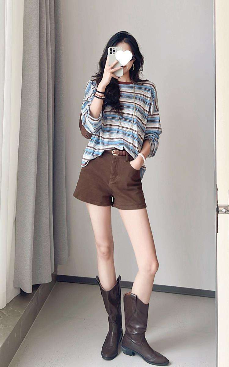 ゆったりシルエット ボーダーロンT ボーダー服