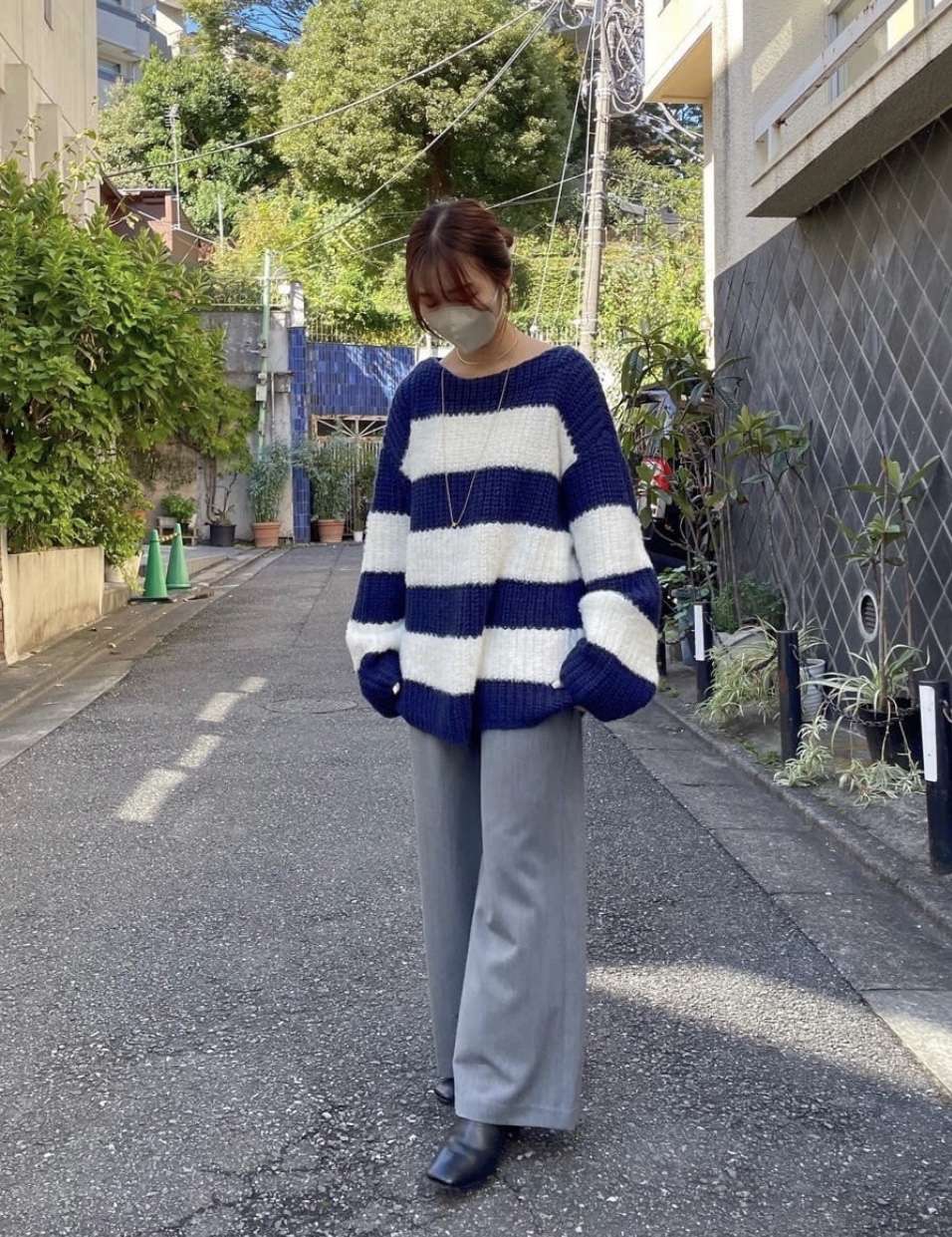 ゆったりボーダーニットプルオーバー ボーダー服