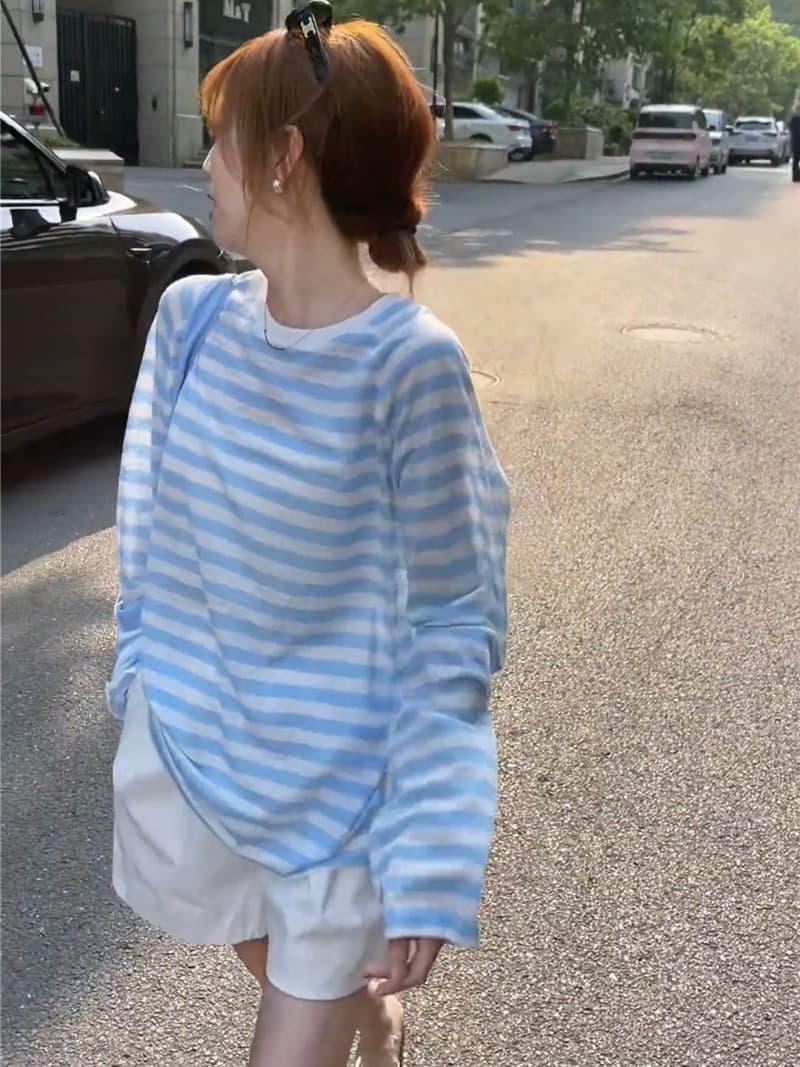 ボーダー 優しい風合い 爽やかボーダー長袖