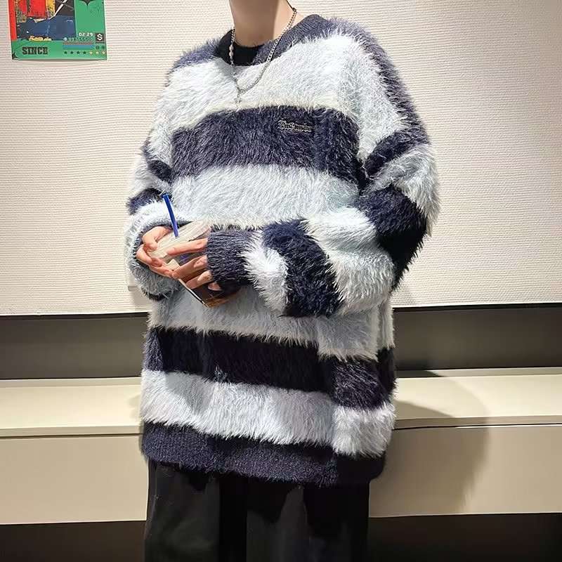 ふわふわボーダーオーバーサイズニット ボーダー服