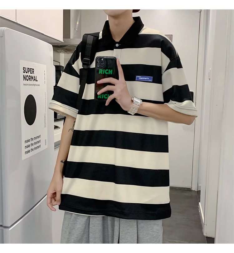 オーバーサイズ ボーダー ポロシャツ ボーダー服