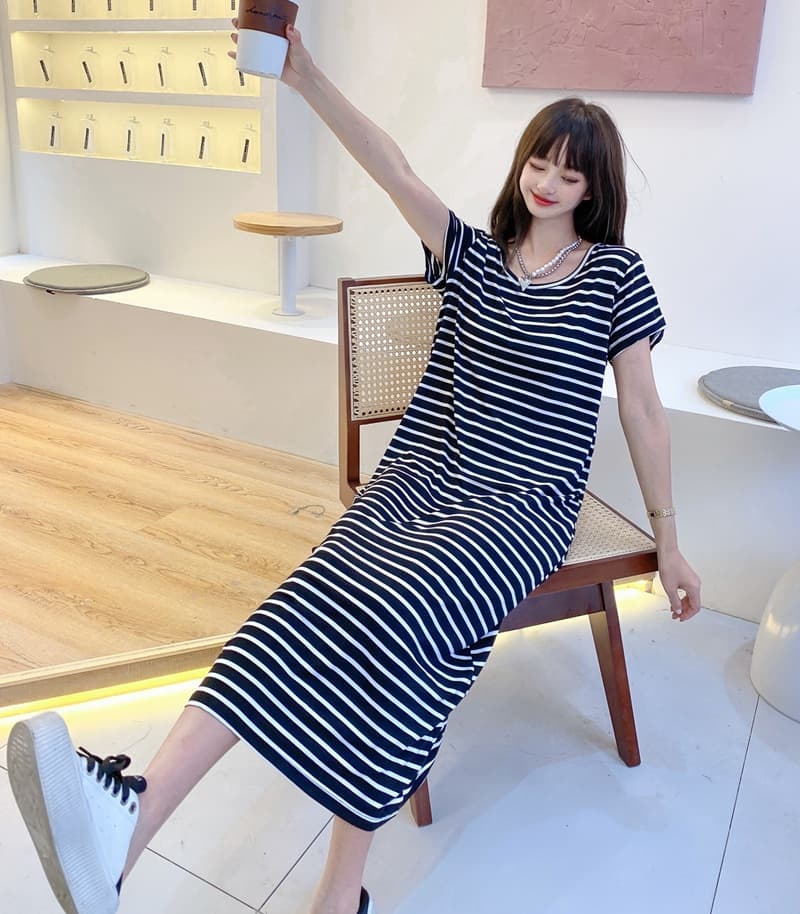 ボーダー服 リラックスボーダーワンピース