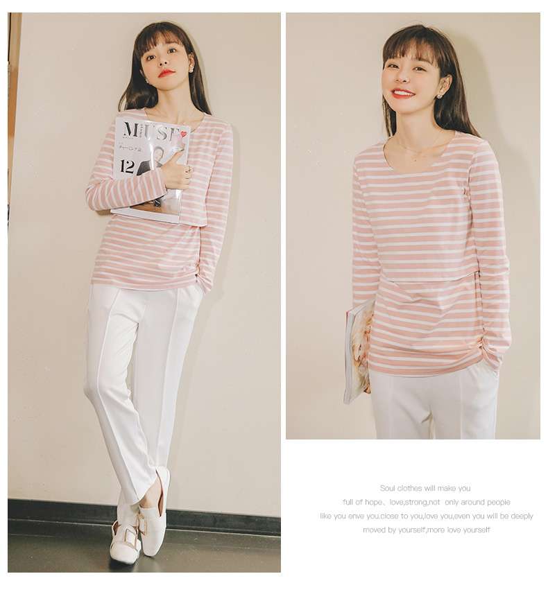 シンプル爽やか ゆるタイトボーダーTシャツ ボーダー服