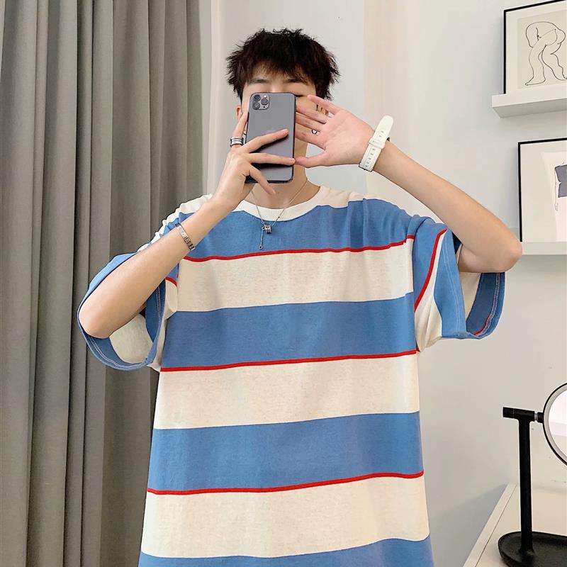 爽やかボーダー柄ゆったりTシャツ ボーダー服