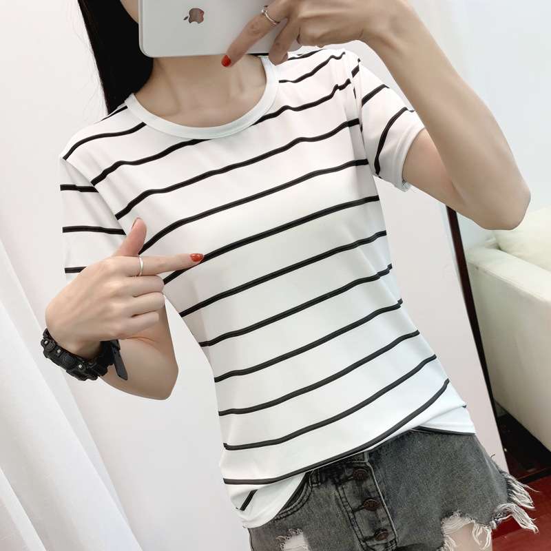 シンプルボーダー半袖カットソー ボーダー服