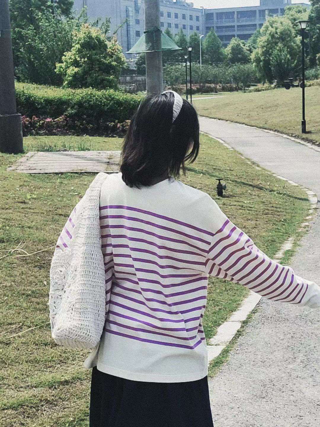 ゆったりボーダーニットプルオーバー ボーダー服