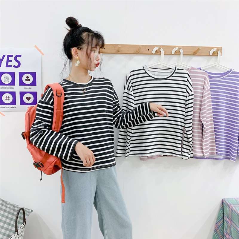 ゆったりカジュアルボーダーTシャツ ボーダー服
