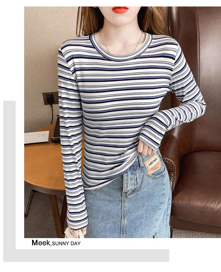 体型をキレイに見せる細ストライプニット ボーダー服