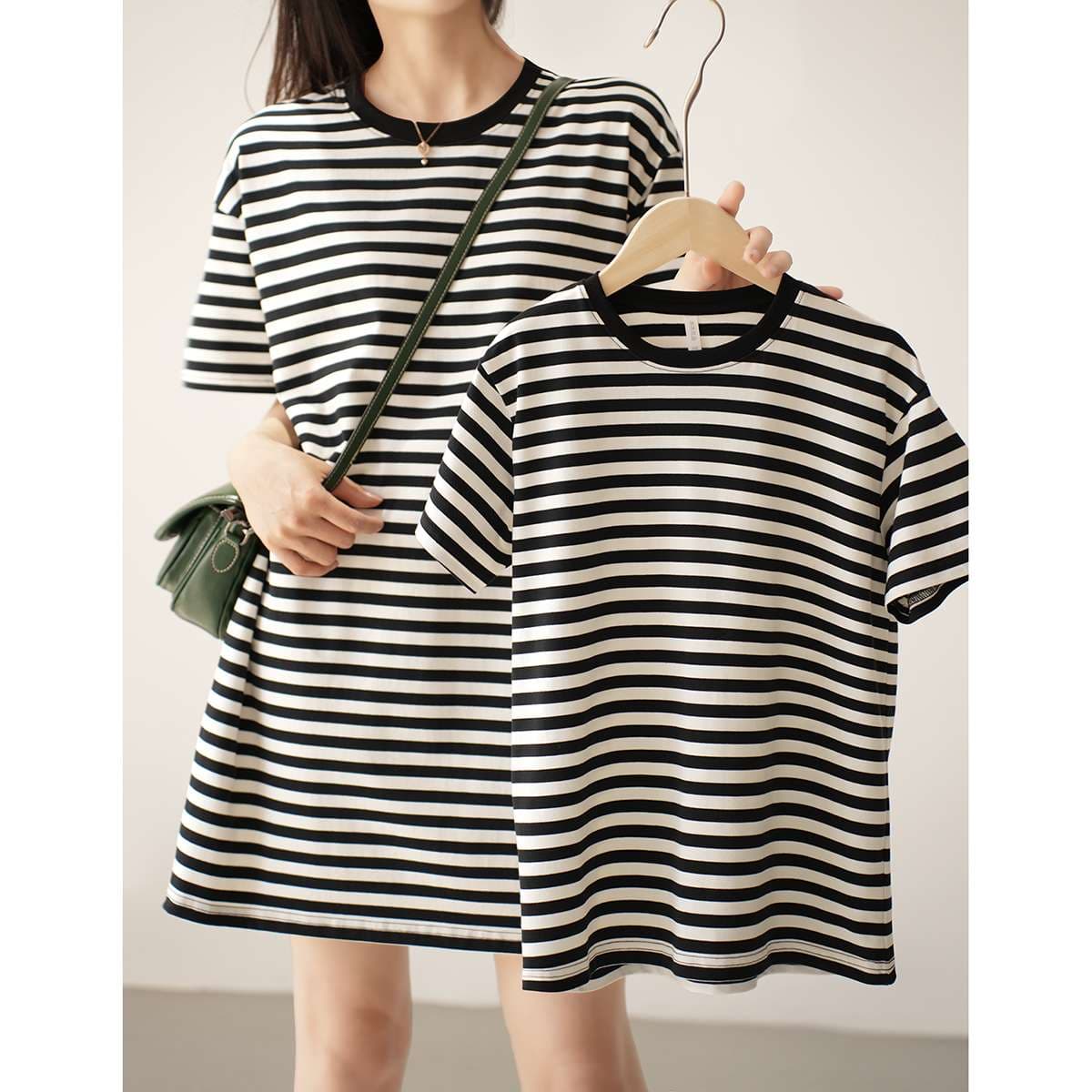 シンプルボーダーTシャツワンピース ボーダー服