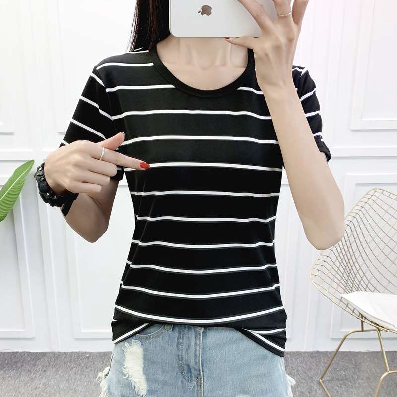 シンプルボーダー半袖カットソー ボーダー服