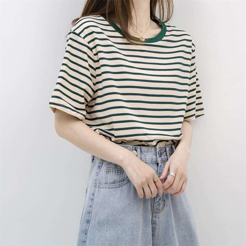 シンプルボーダー半袖Tシャツ ボーダー服