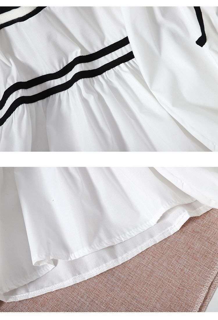 フリルデザインボーダーブラウス ボーダー服