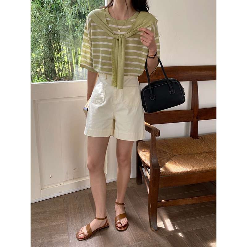 デザインリボン付きボーダーニット ボーダー服
