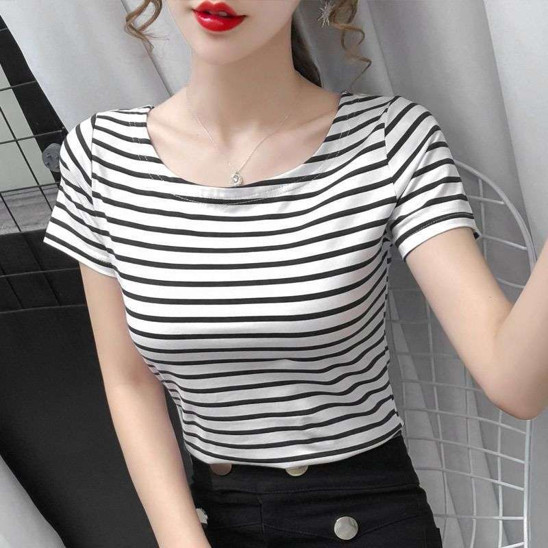 シンプルボーダー柄半袖カットソー ボーダー服