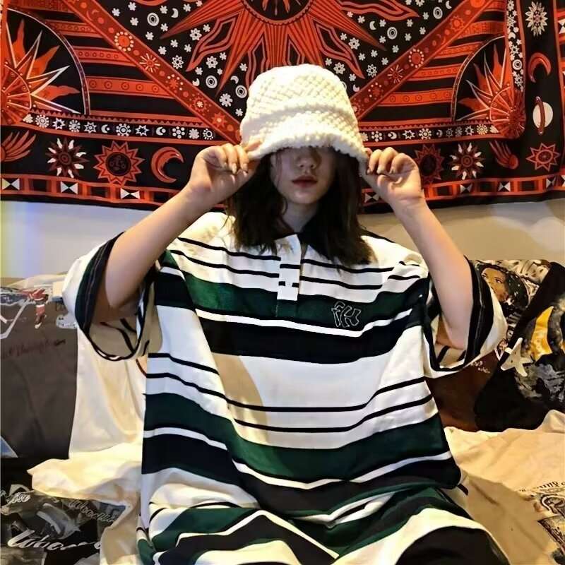 オーバーサイズボーダーラガーポロシャツ ボーダー服