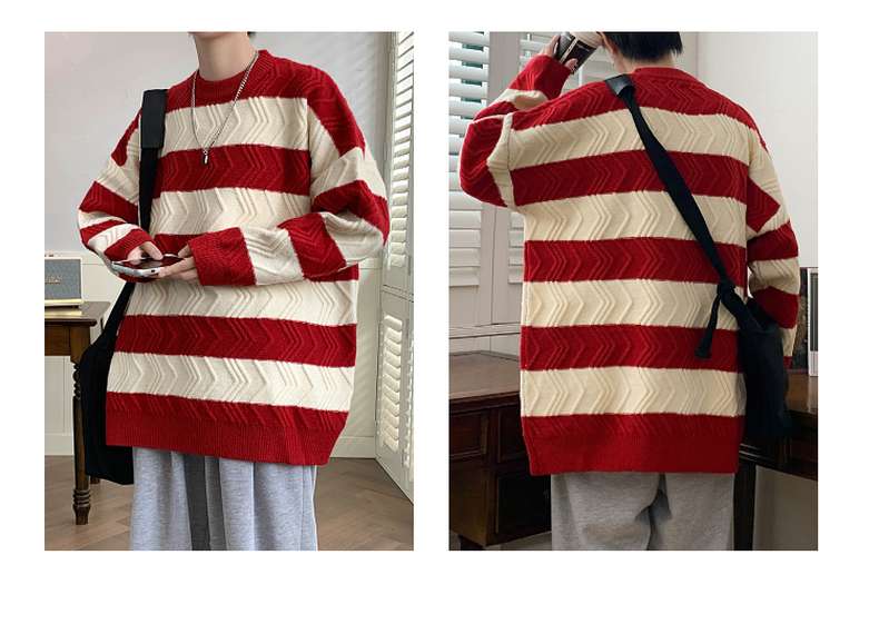 ゆったりニットボーダーセーター ボーダー服