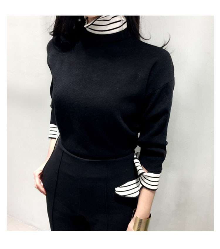 ストライプデザイン リボン袖シャツ ボーダー服