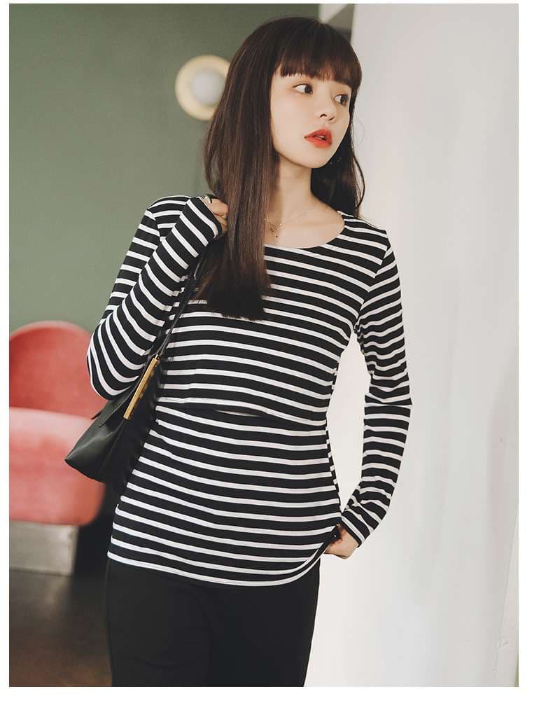 シンプル爽やか ゆるタイトボーダーTシャツ ボーダー服
