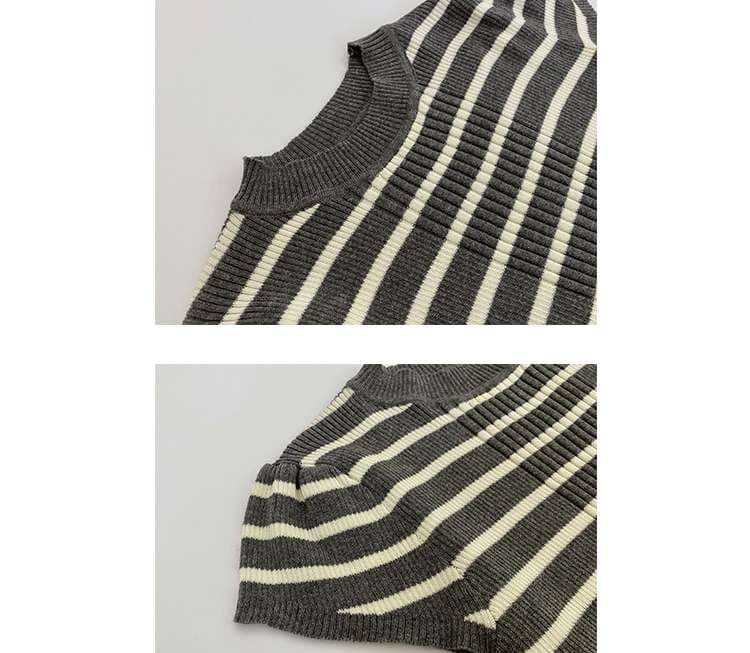 ーダー半袖ニットトップス　Tシャツ・ロンT ボーダー服