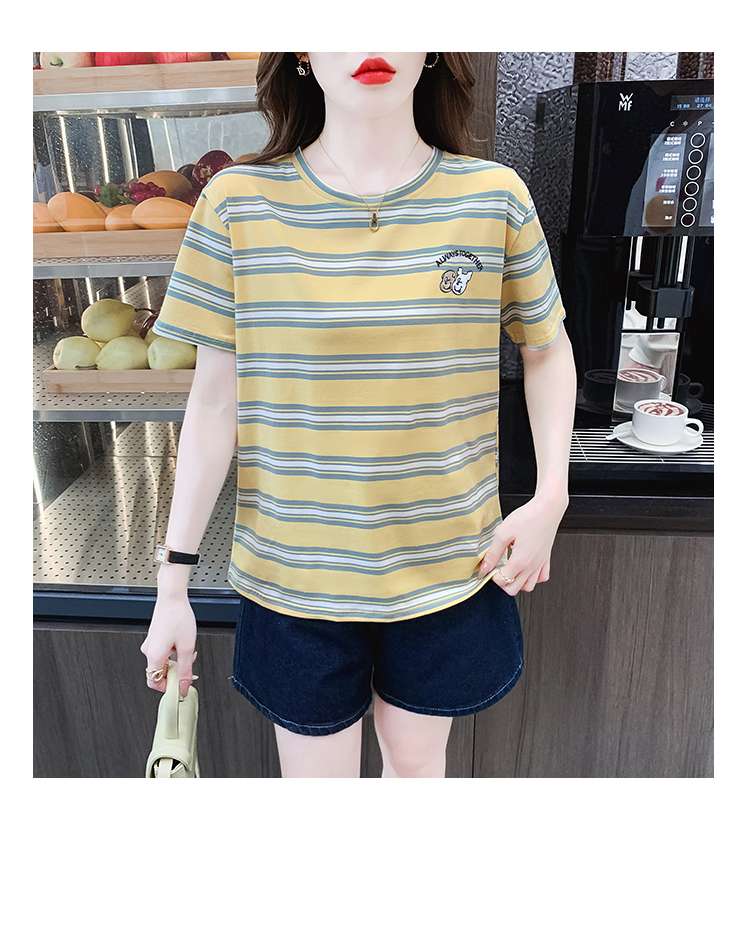 くまちゃんワッペン付き細ボーダーTシャツ ボーダー服