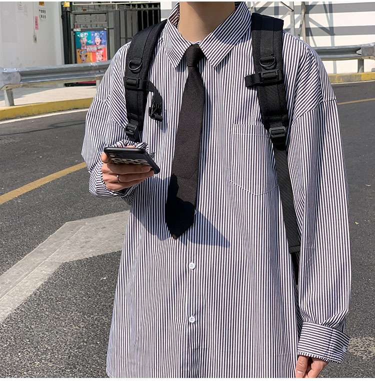 ゆったりストライプオーバーシャツ ボーダー服