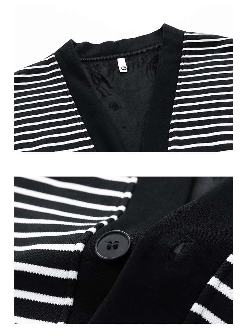 シンプルボーダー裏起毛カーディガン ボーダー服