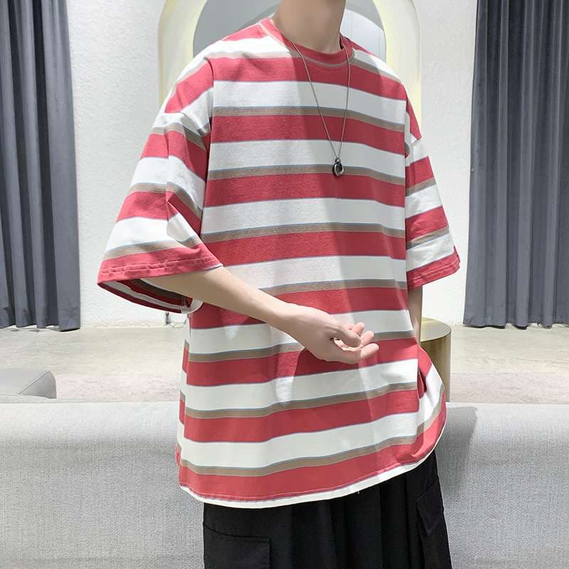 ゆったりボーダー柄オーバーサイズTシャツ ボーダー服